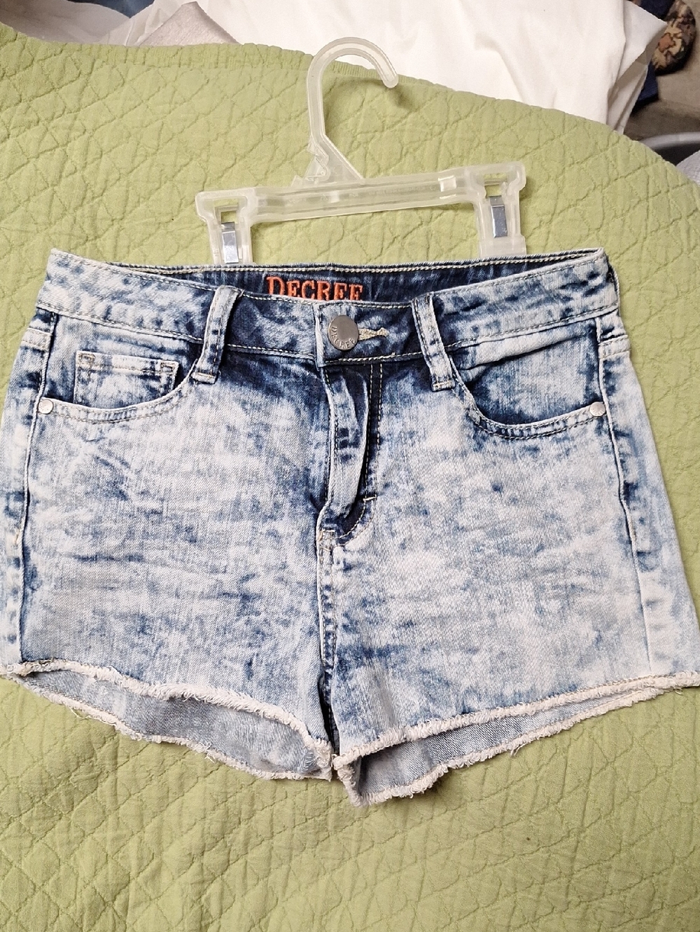 Decree Light Wash Acid Washed Denim Shorts
